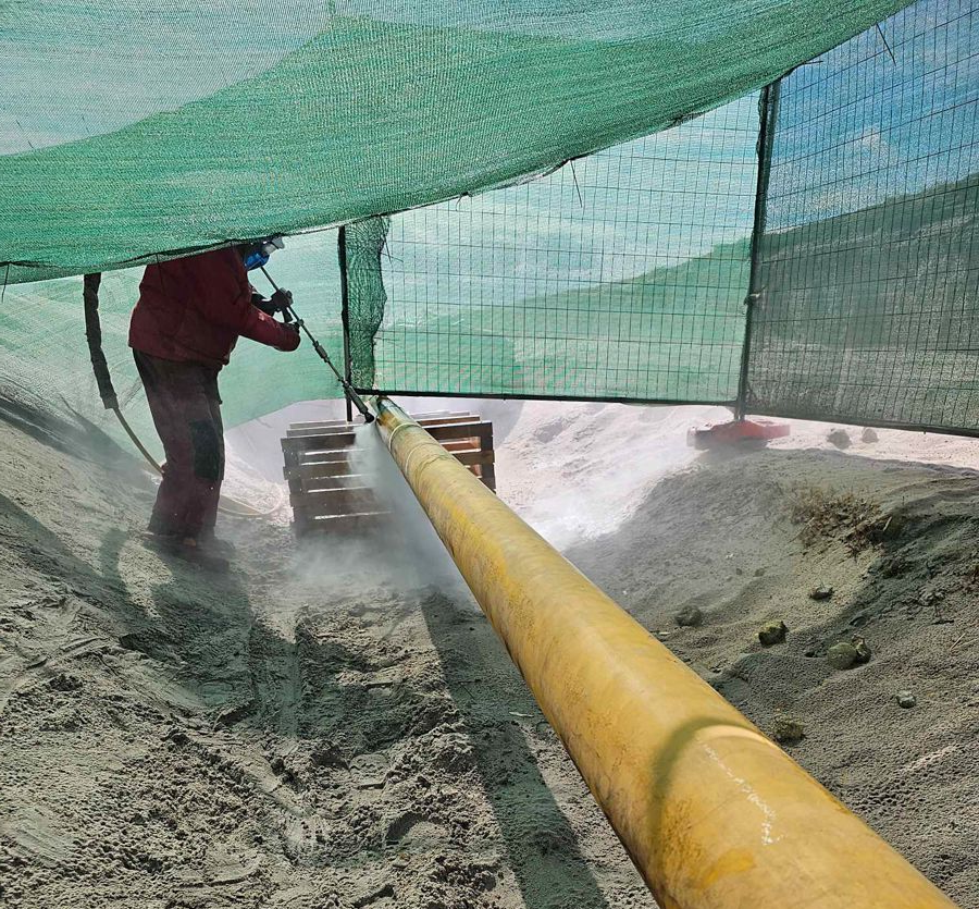 Sandblasting and painting
