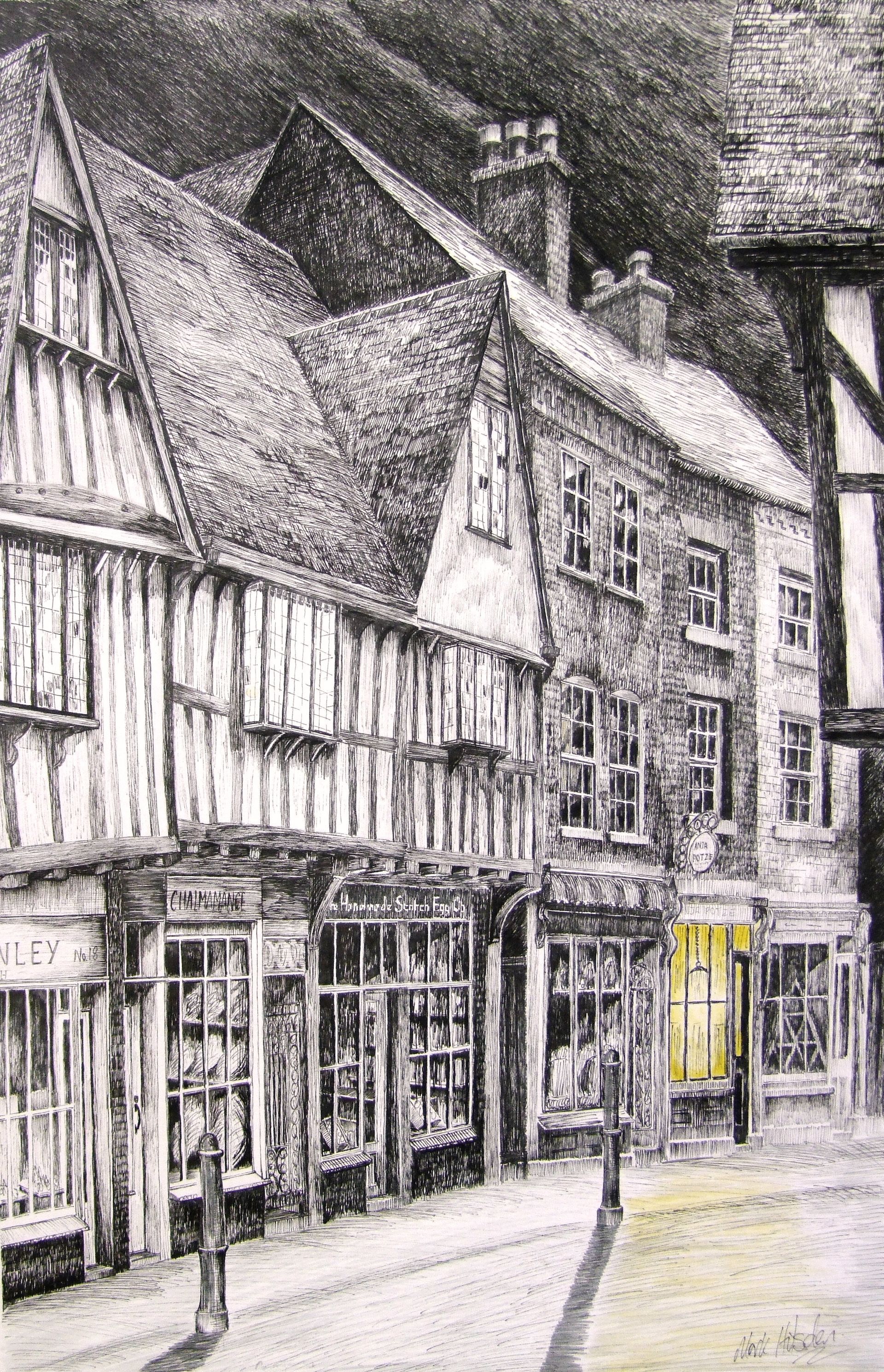 Friar Street Worcester used for a Christmas Carol card