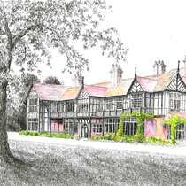 Pen, Ink and Wash drawing of White Hall, Cheshire