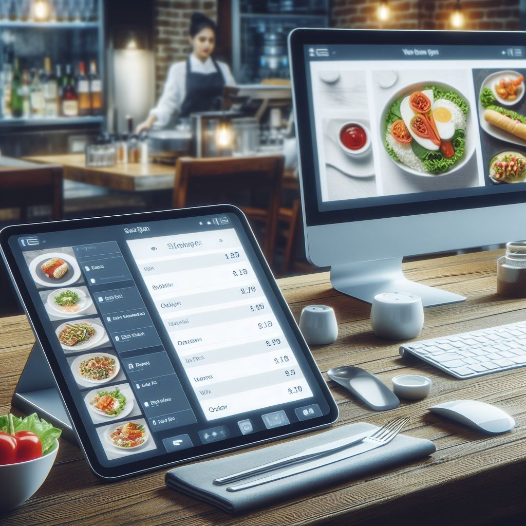 un tablet e un pc con un app per ristoranti