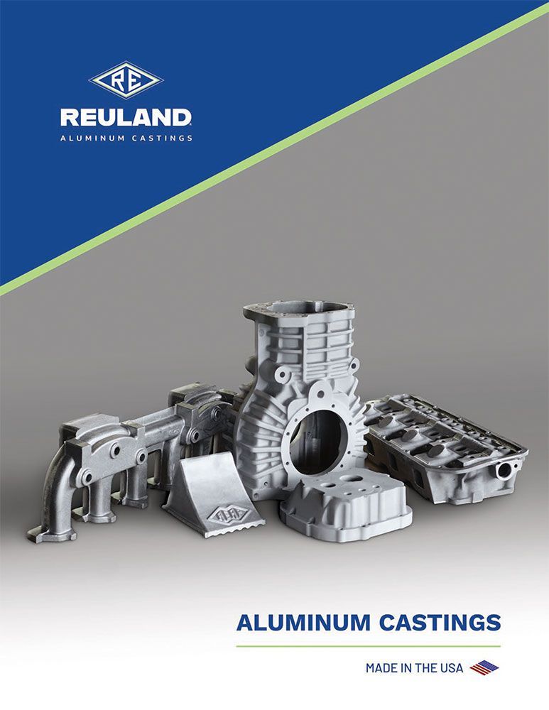 Reuland aluminum castings on gray background
