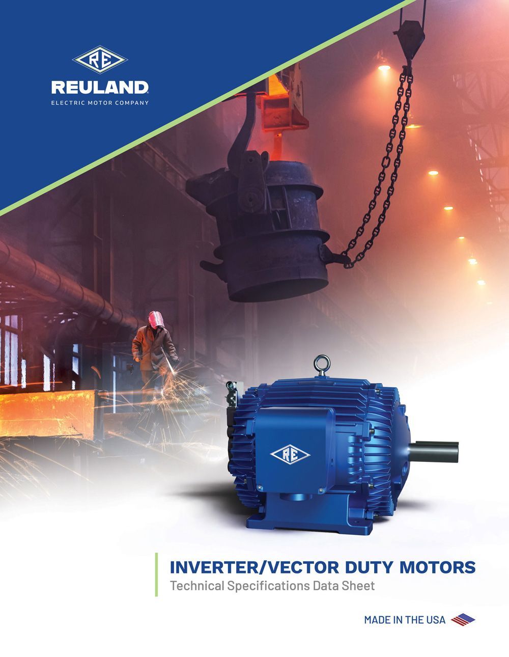 Steel mill with crane and electric motor in the front