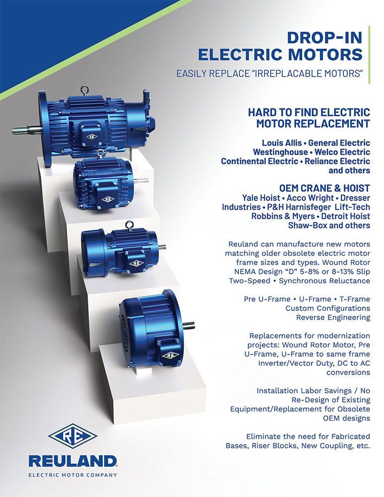 Reuland electric motors on pedestals