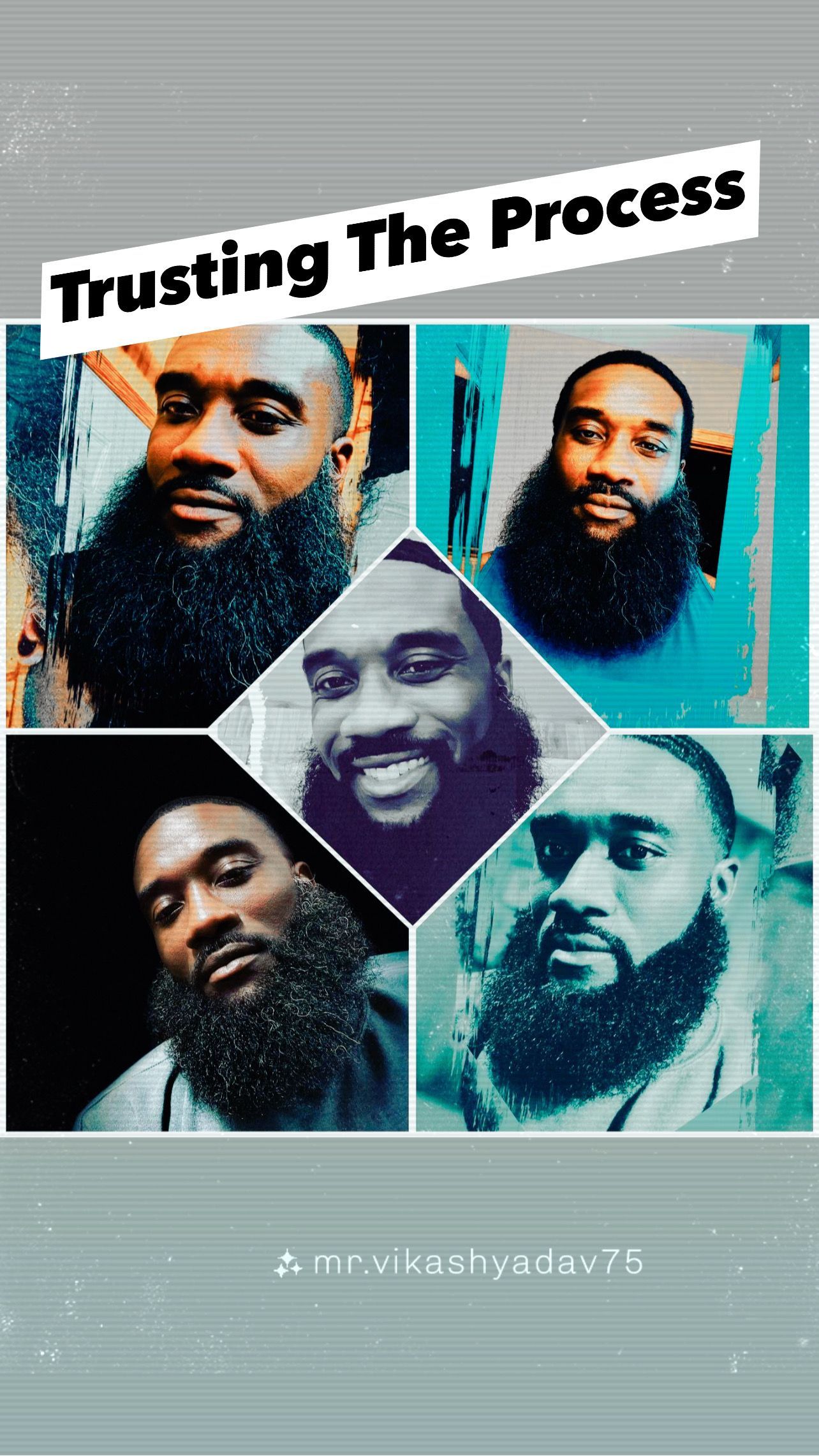 Smiling Black man with a full beard against a yellow and black background.