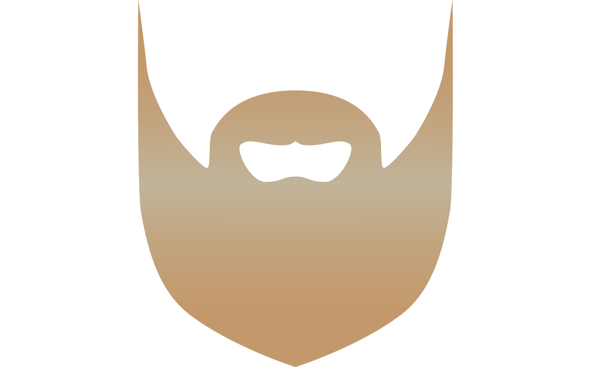 Black beard silhouette logo above the text 