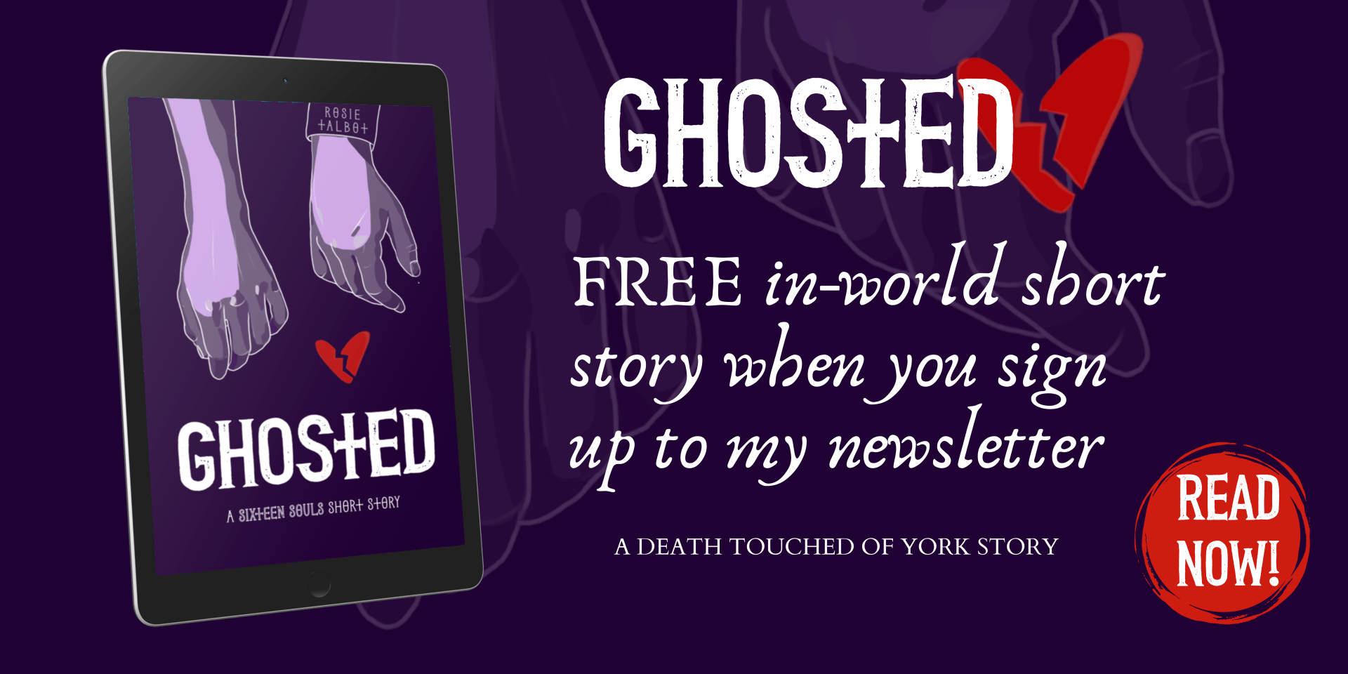 An advertisement for ghosted free in-world short story when you sign up to my newsletter