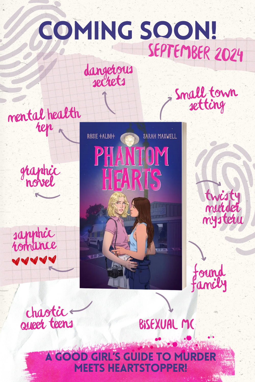 A poster for a book called phantom hearts is coming soon.