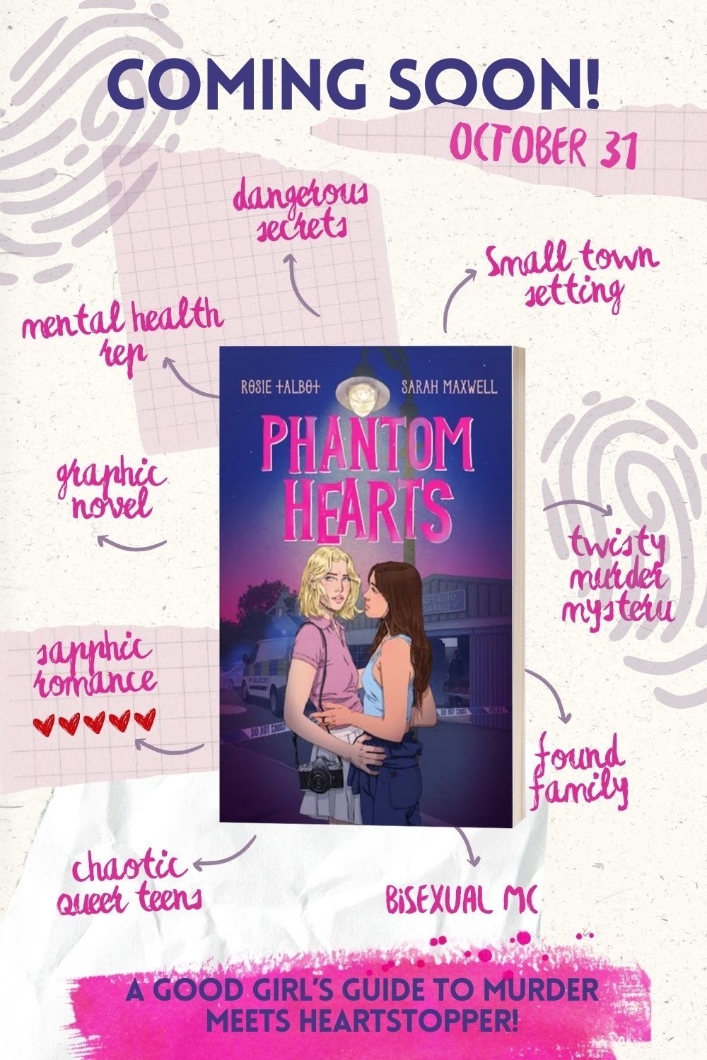 A poster for a book called phantom hearts is coming soon.
