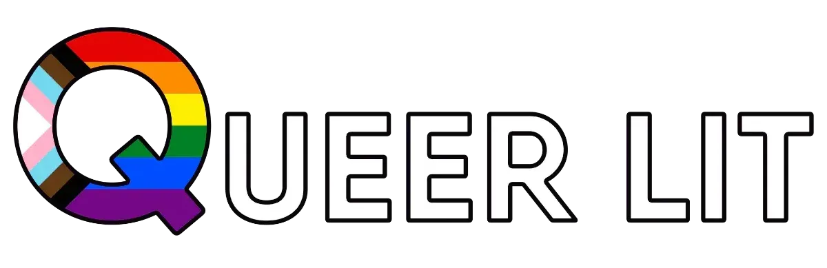 A logo for queer lit with a rainbow flag in the center