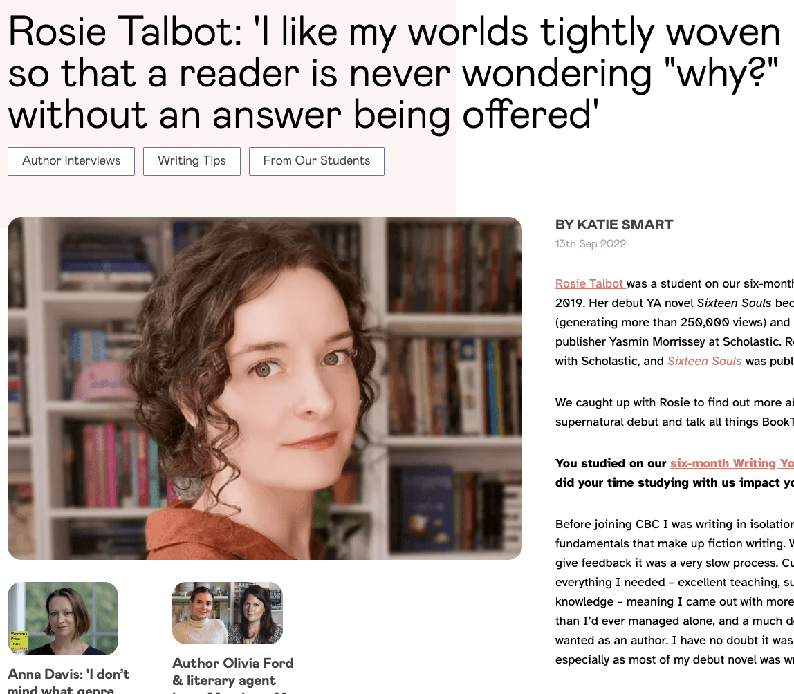 Rosie talbot says that a reader is never wondering why without an answer being offered