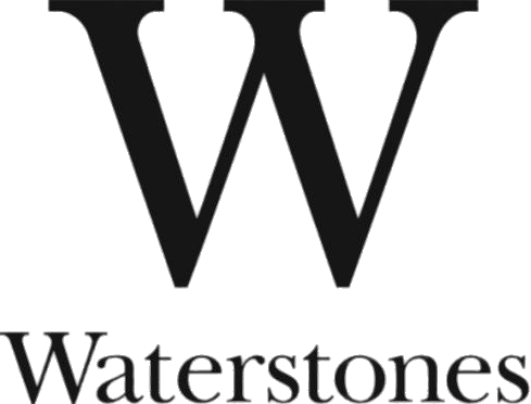 The logo for waterstones is black and white