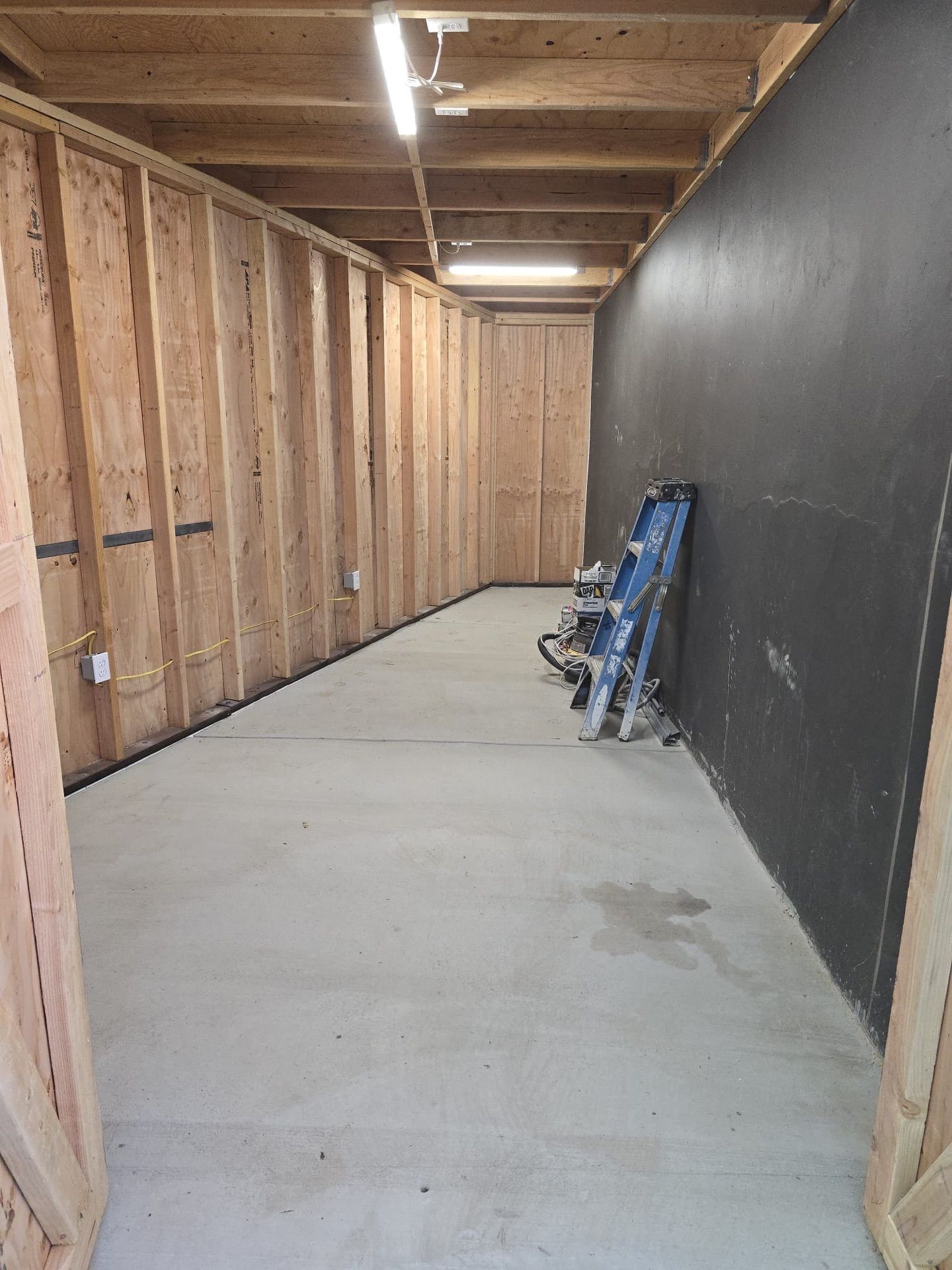 There is a ladder in the middle of the room.