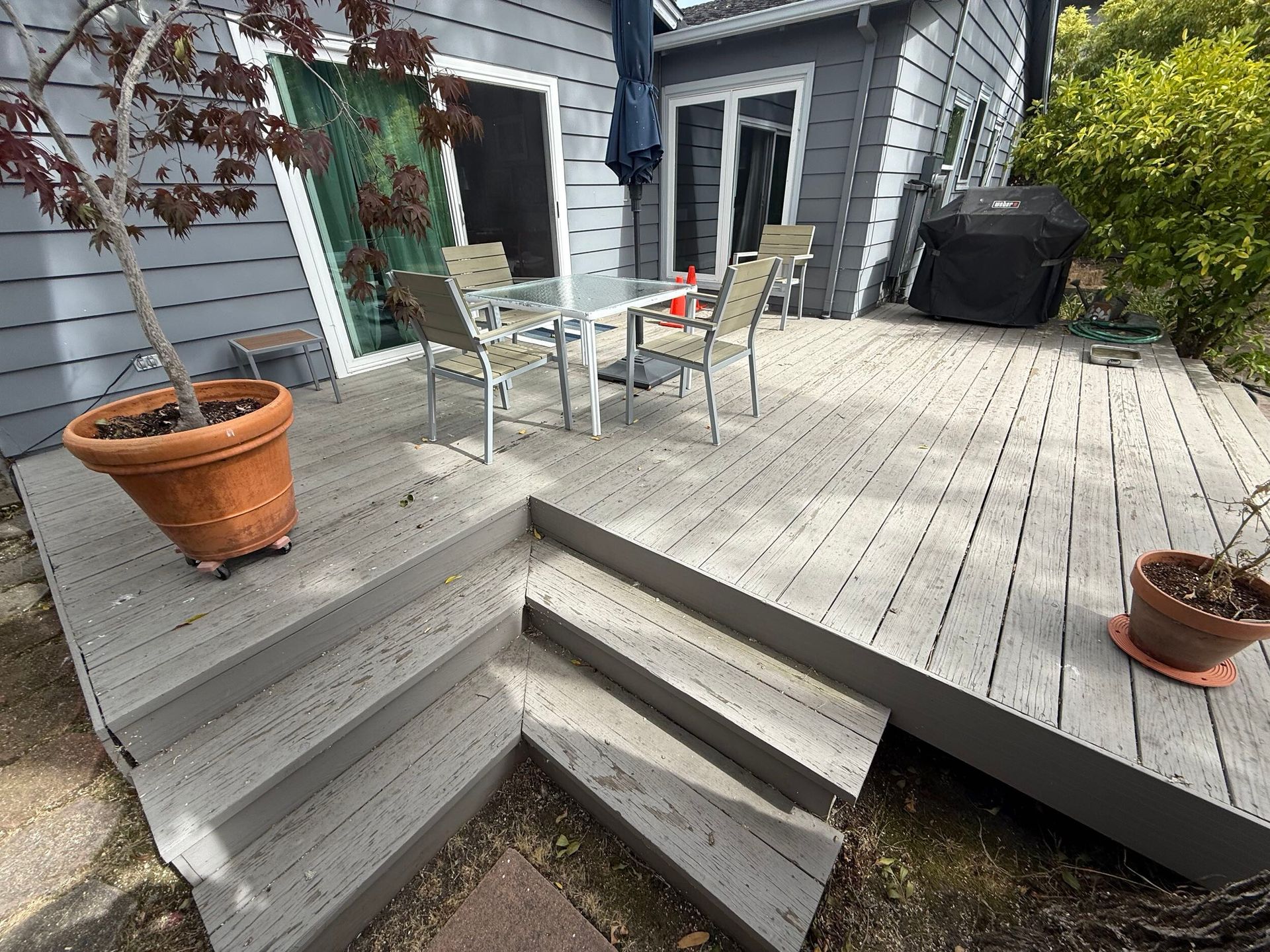 Dream Build Services completed a full deck renovation, replacing an aging wooden deck with durable composite materials, updated railings, and integrated post lighting. This project improved safety, longevity, and aesthetic appeal, creating a modern outdoor living space ideal for relaxation and entertainment. Located in the Bay Area, Dream Build Services specializes in high-quality deck construction, exterior remodeling, and custom home improvements.