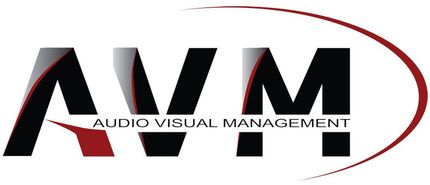 A logo for a company called avm audio visual management