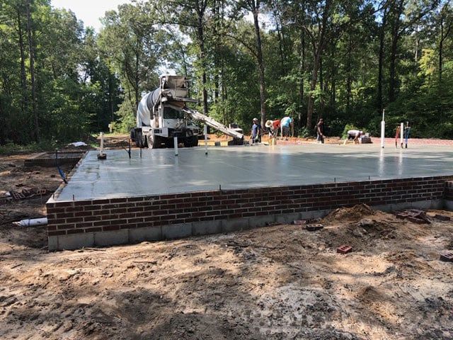 pouring fresh concrete