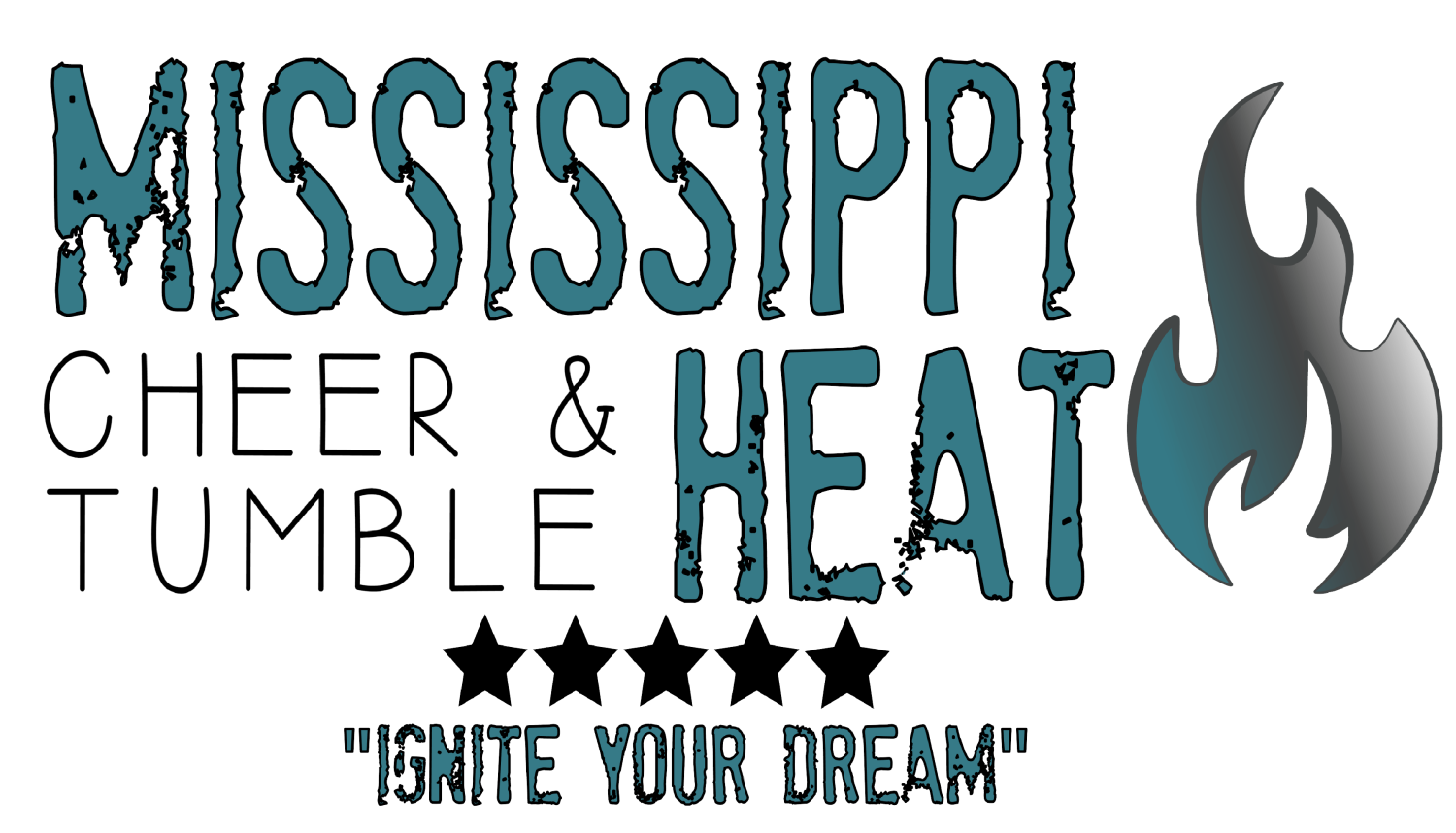 A logo for mississippi cheer and heat tumble heat