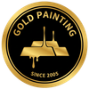 Gold-colored logo for Gold Painting, with gold bars dripping paint inside a black circle. "Gold Painting since 2005" text.