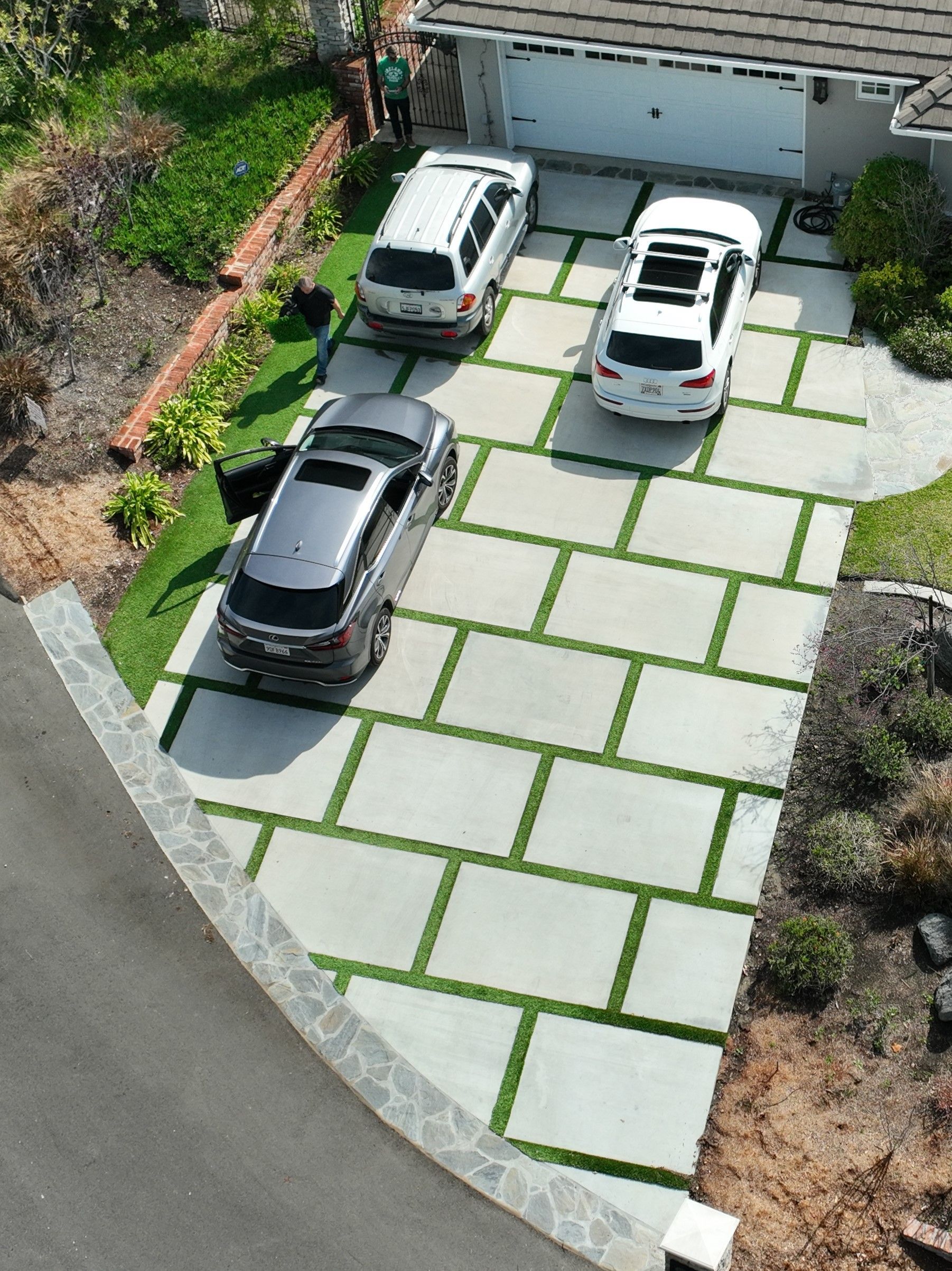 aerial view of Las Palmas artificial turf driveway