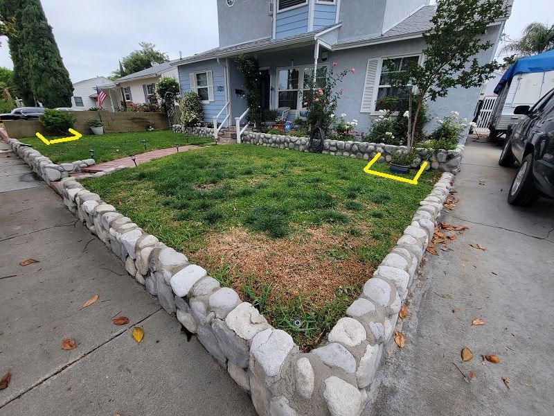 Dead grass before artificial grass installation