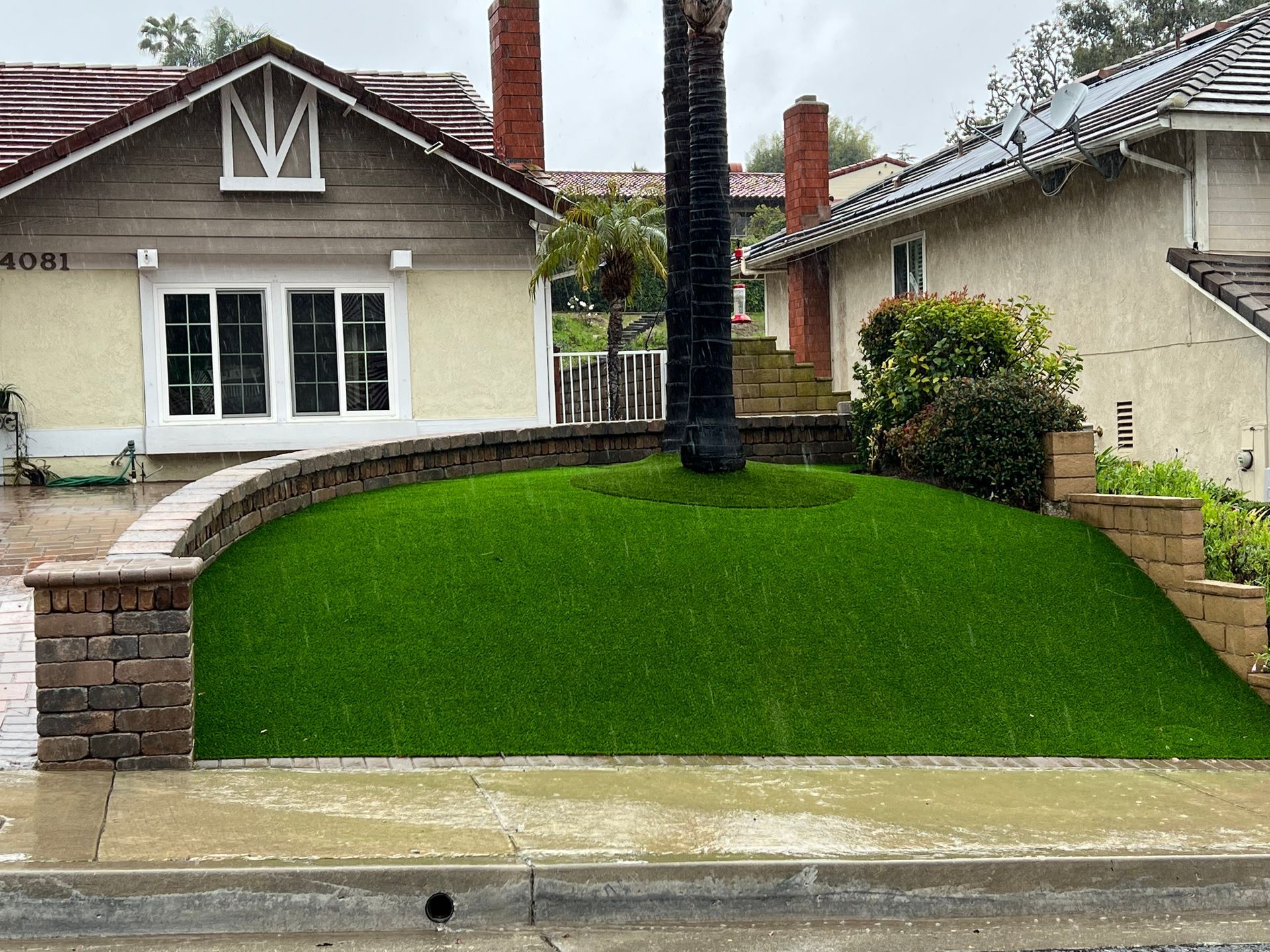 synthetic grass on slope