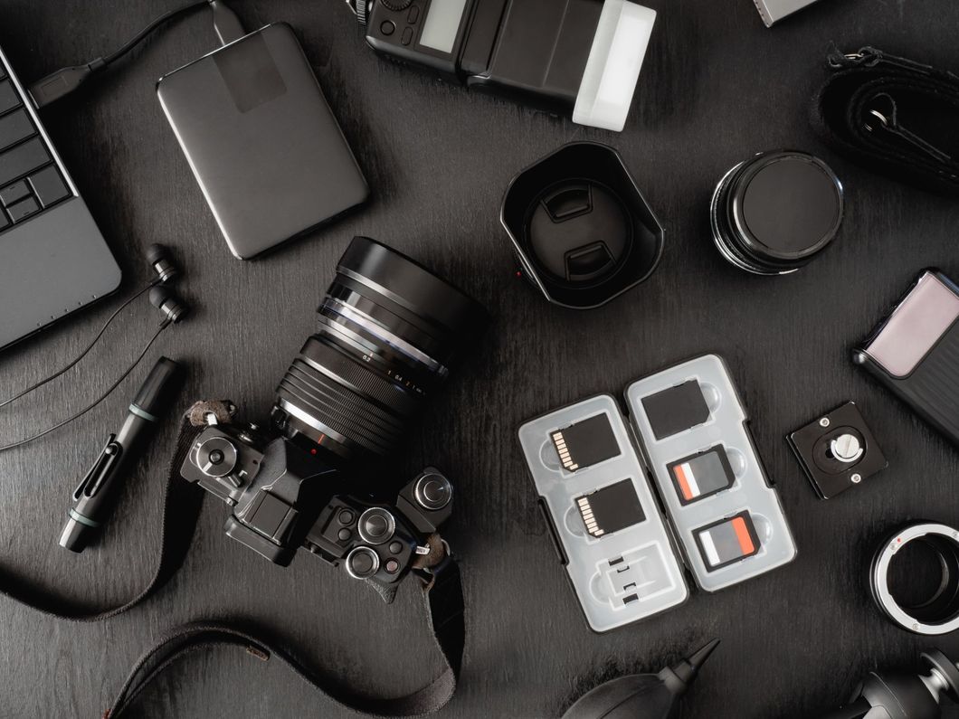 Fotocamera digitale reflex con accessori