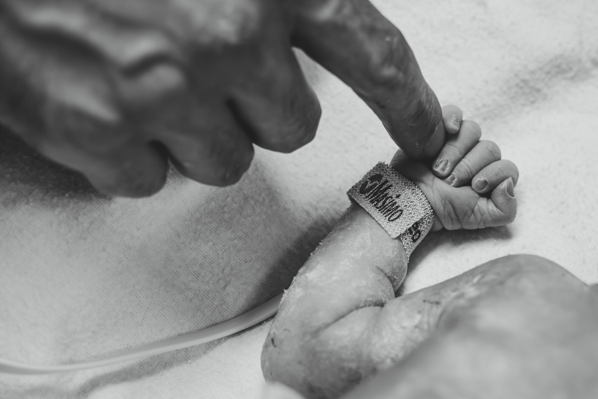 De eerste aanrakingen van papa met de twins