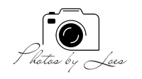 Een zwart-wit tekening van een camera met daaronder de woorden ``foto's door lea''.
