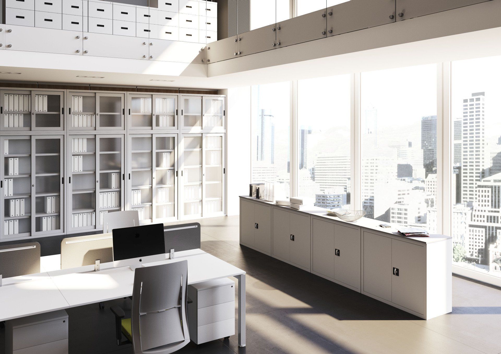 Armadio metallico ante vetro per ufficio