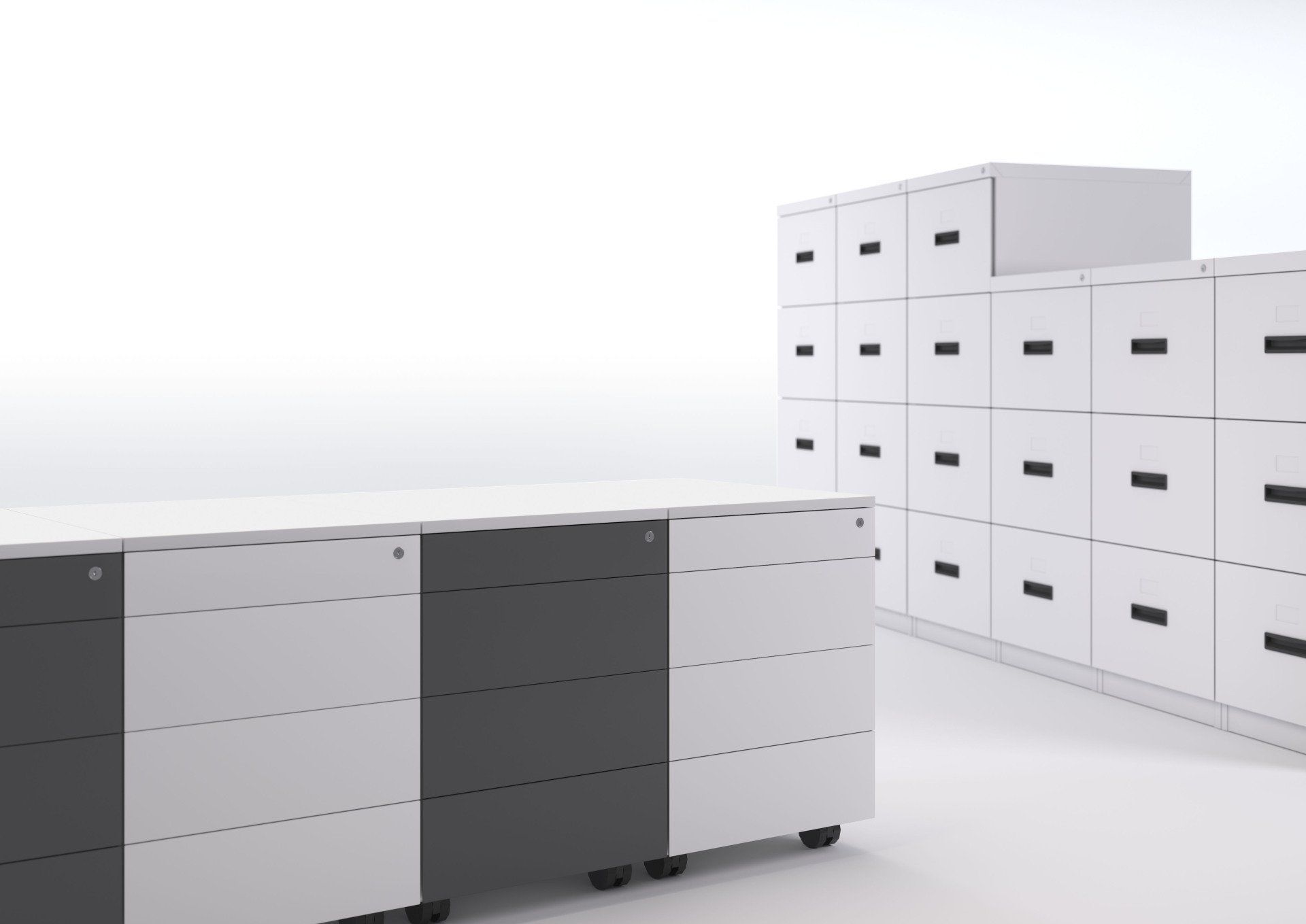 Cassettiere metalliche per ufficio su ruote a Mortara