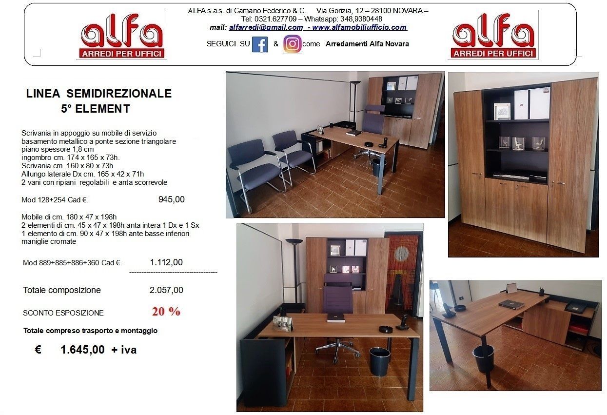 Offerta esposizione 5element ALFA novara arredi per uffico
