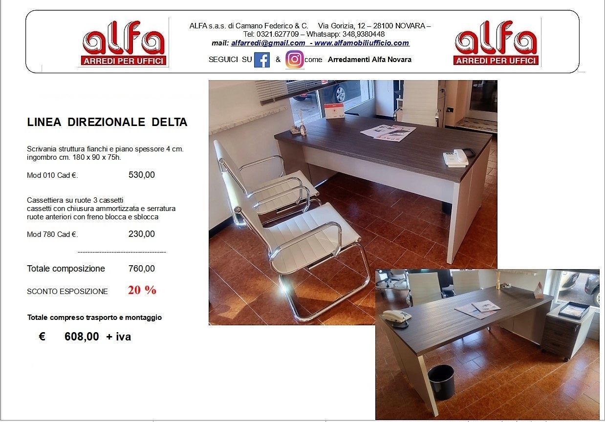 Offerta esposizione Delta ALFA novara arredi per uffico