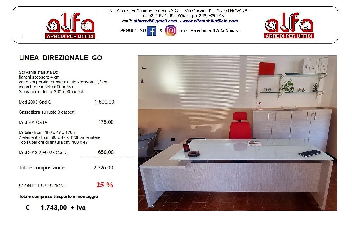 Offerta esposizione Go ALFA novara arredi per uffico