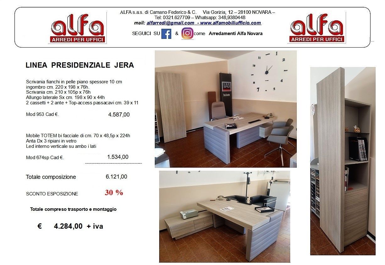 Offerta esposizione Jera ALFA novara arredi per uffico