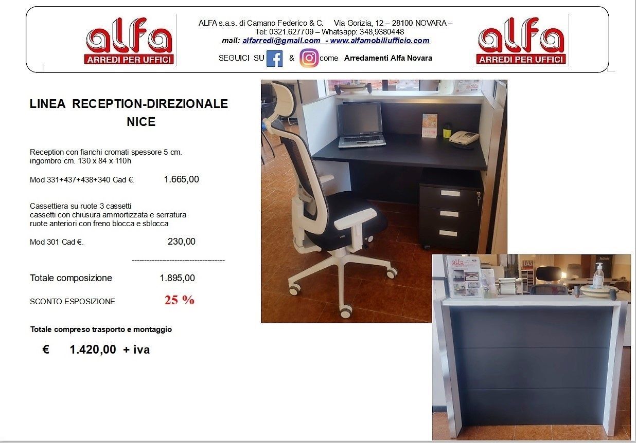 Offerta esposizione Nice ALFA novara arredi per uffico