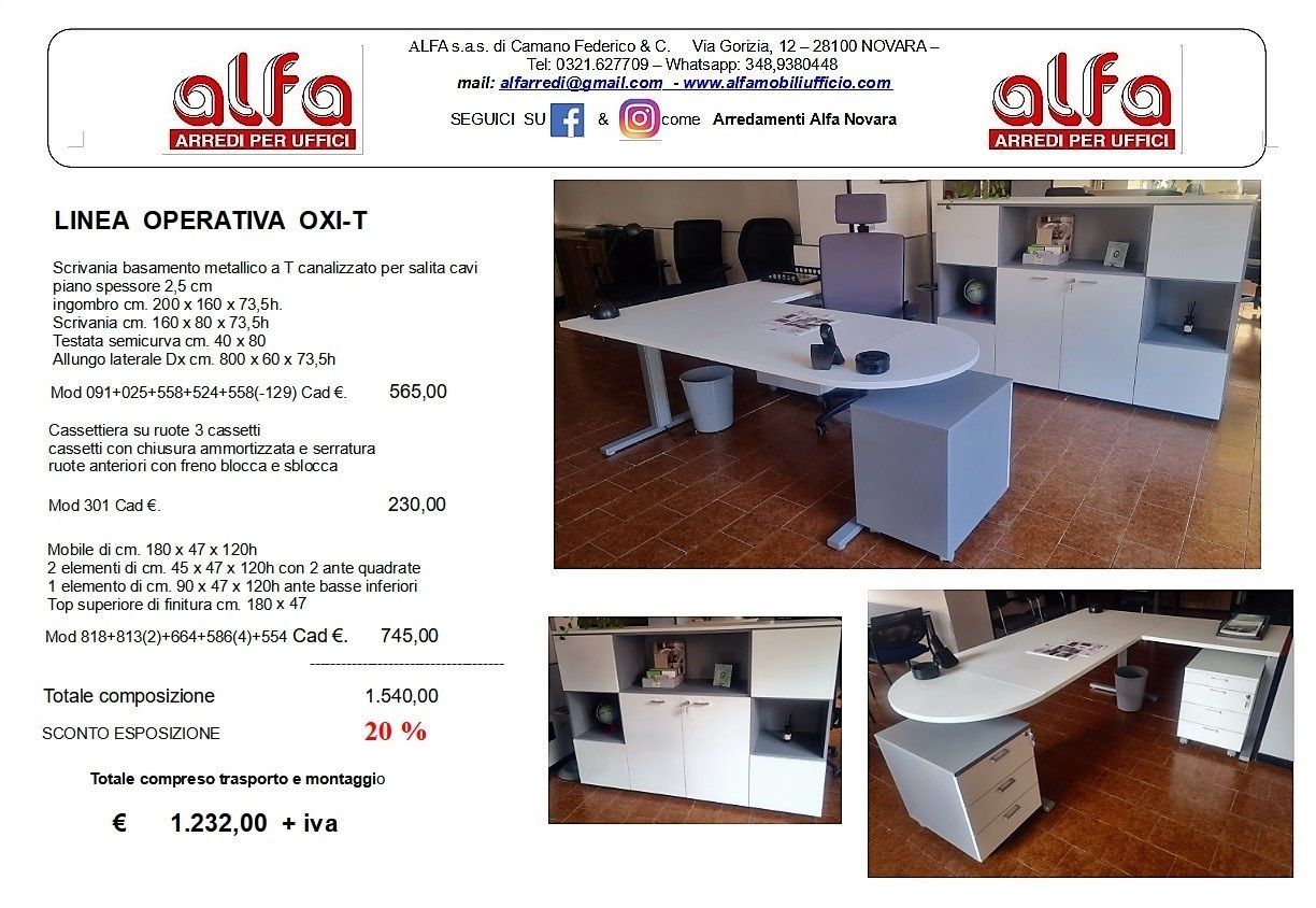 Offerta esposizione Oxi T ALFA novara arredi per uffico