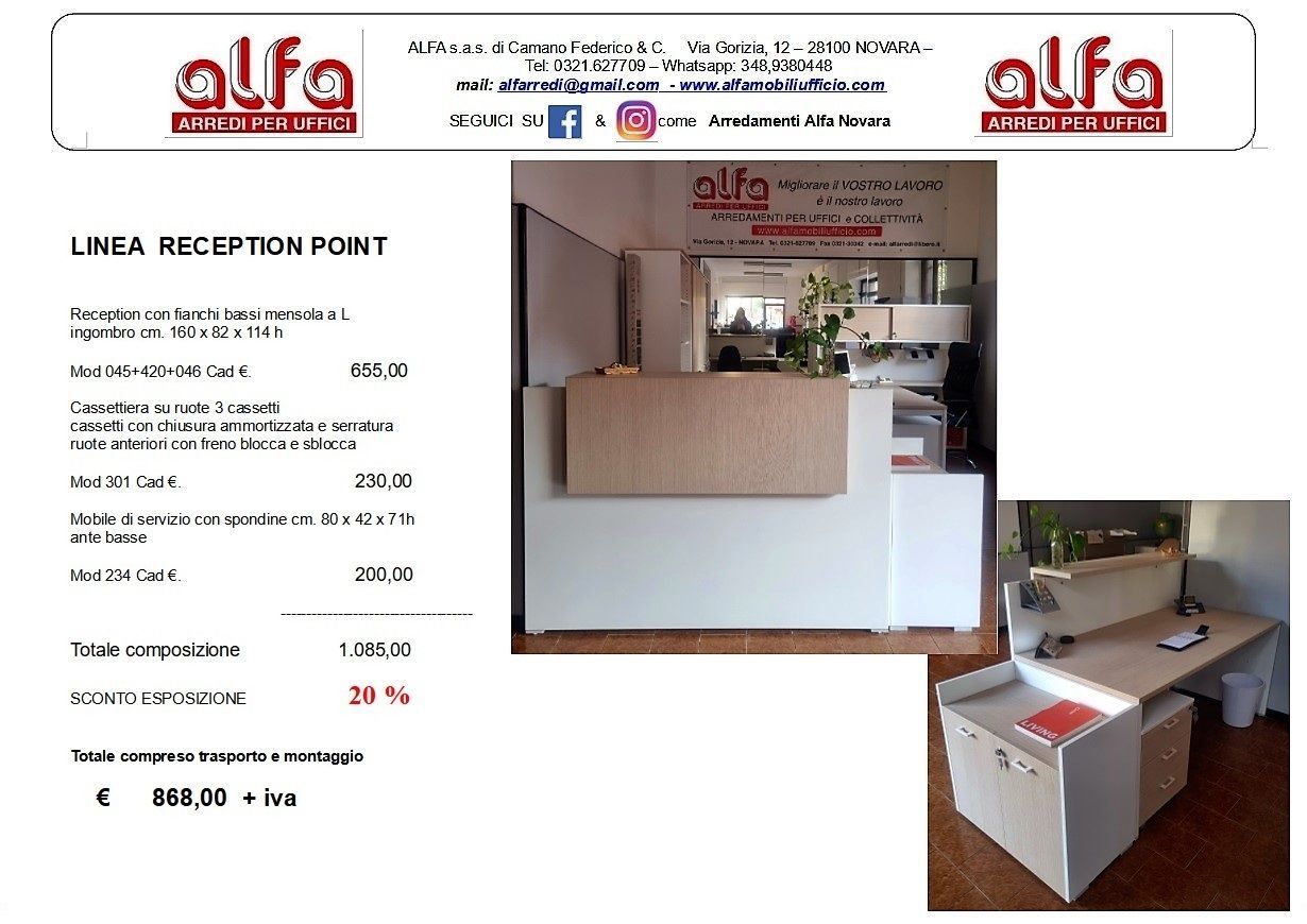 Offerta esposizione Point ALFA novara arredi per uffico
