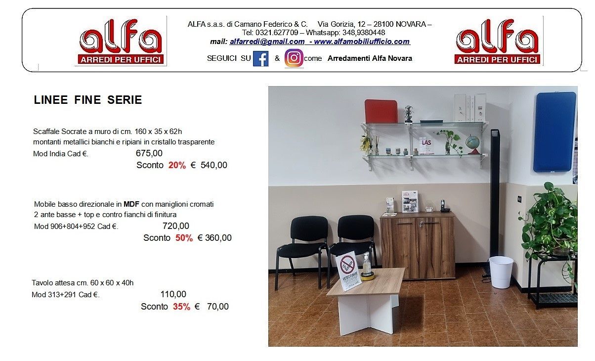 Offerta esposizione fine serie2 ALFA novara arredi per uffico