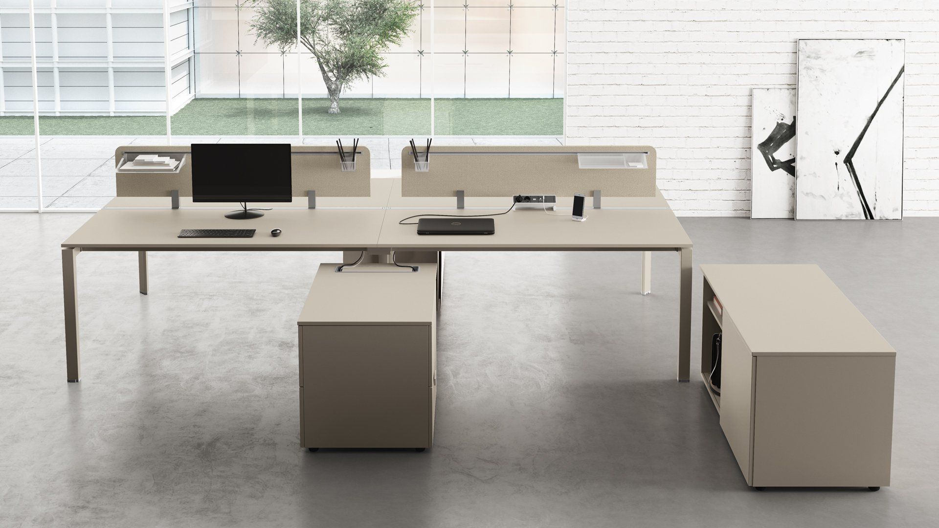 Scrivania 5 element in appoggio su mobile