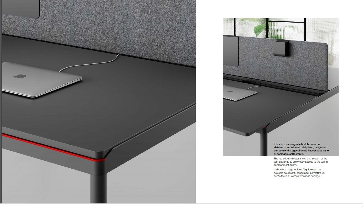Scrivania con piano scorrevole Fil Rouge