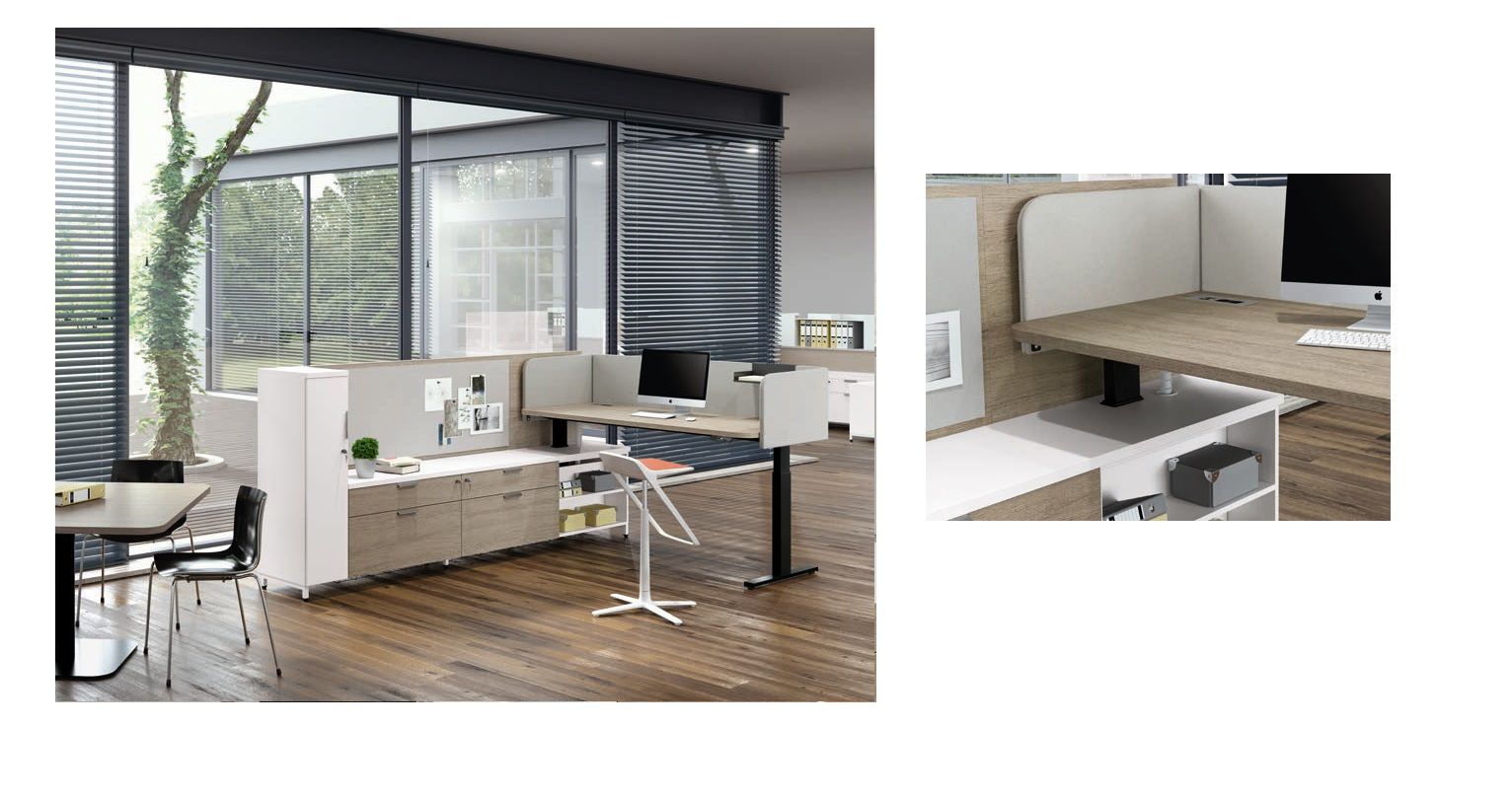 Scrivanie regolabili in altezza con mobile