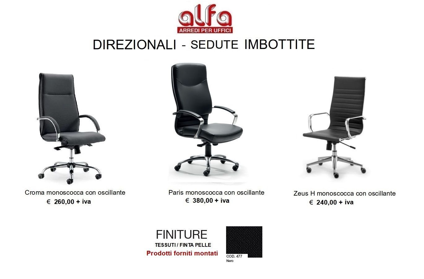 Sedie direzionali imbottite pronta consegna Alfa Novara Arredi per ufficio