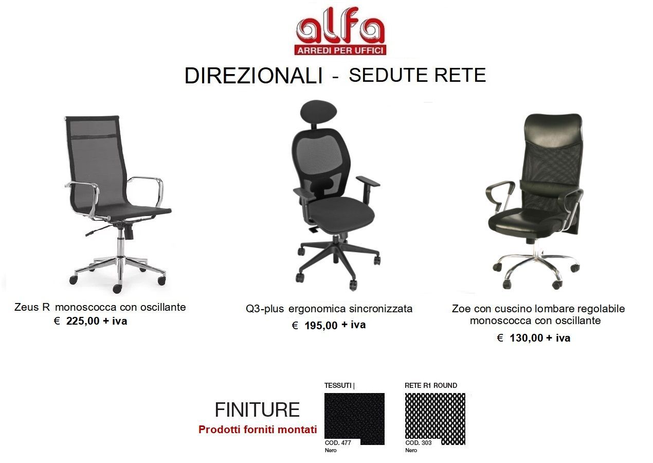 Sedie direzionali rete pronta consegna Alfa Novara Arredi per ufficio