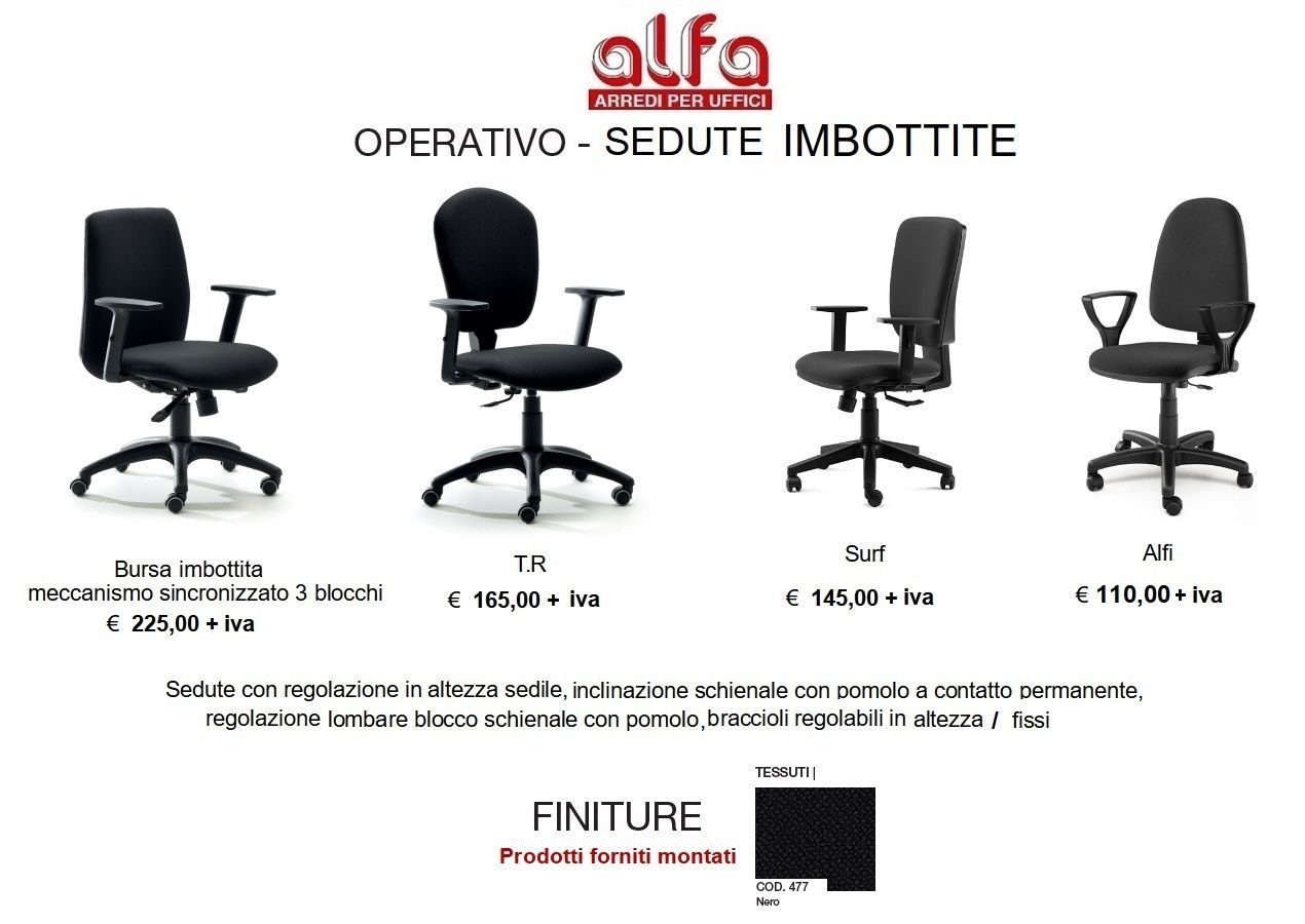Sedie operative imbottite pronta consegna Alfa Novara Arredi per ufficio
