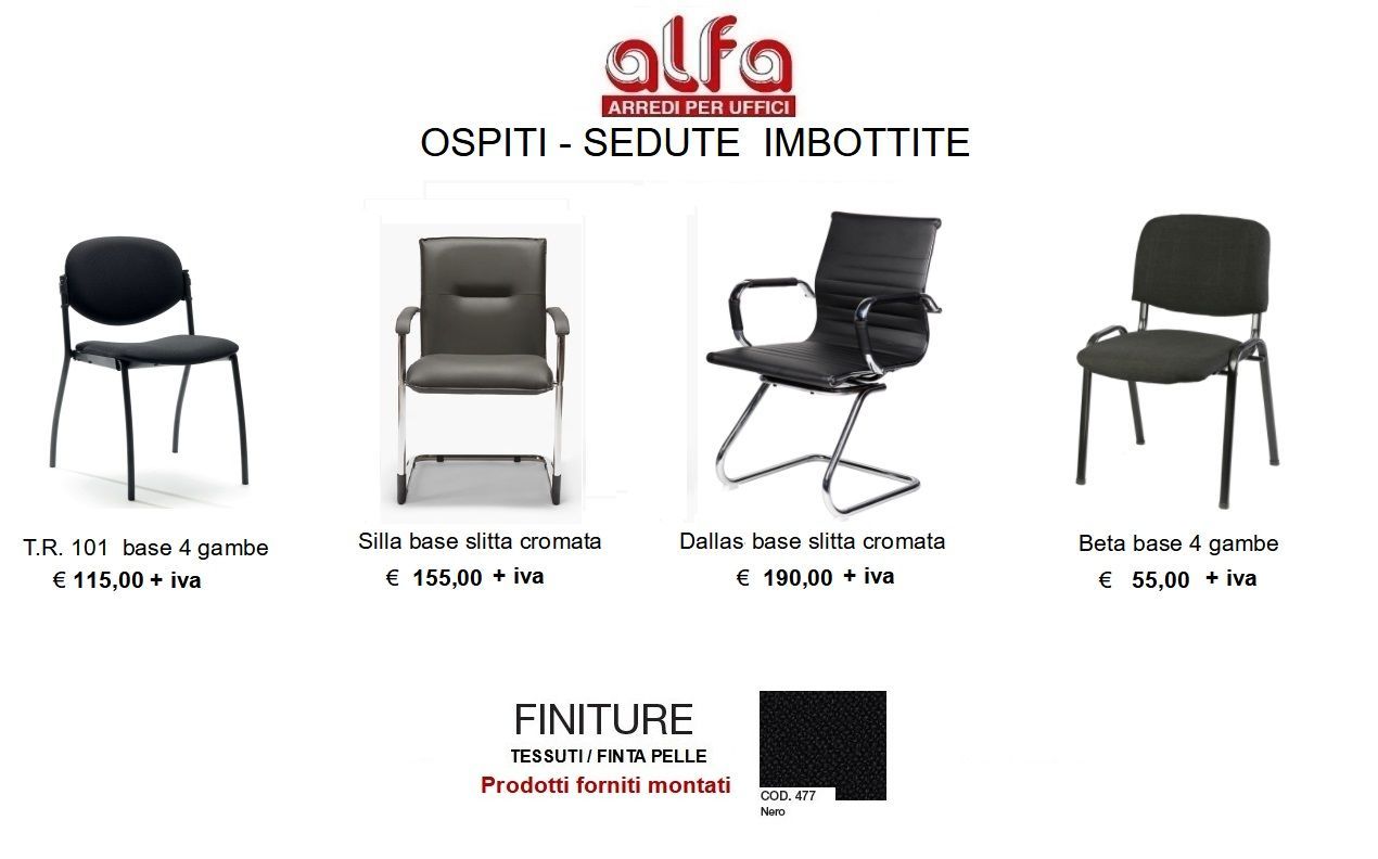 Sedie ospite imbottite pronta consegna Alfa Novara Arredi per ufficio