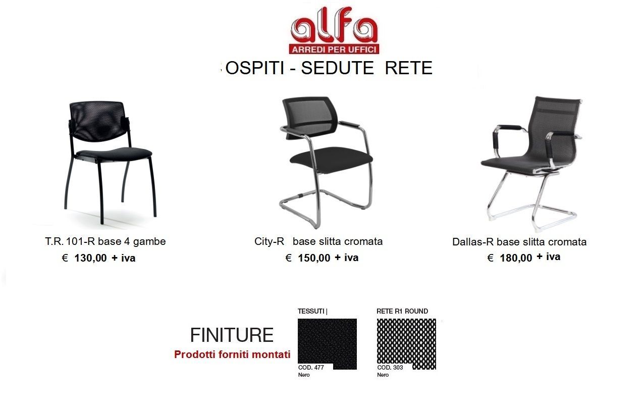 Sedie ospite rete pronta consegna Alfa Novara Arredi per ufficio