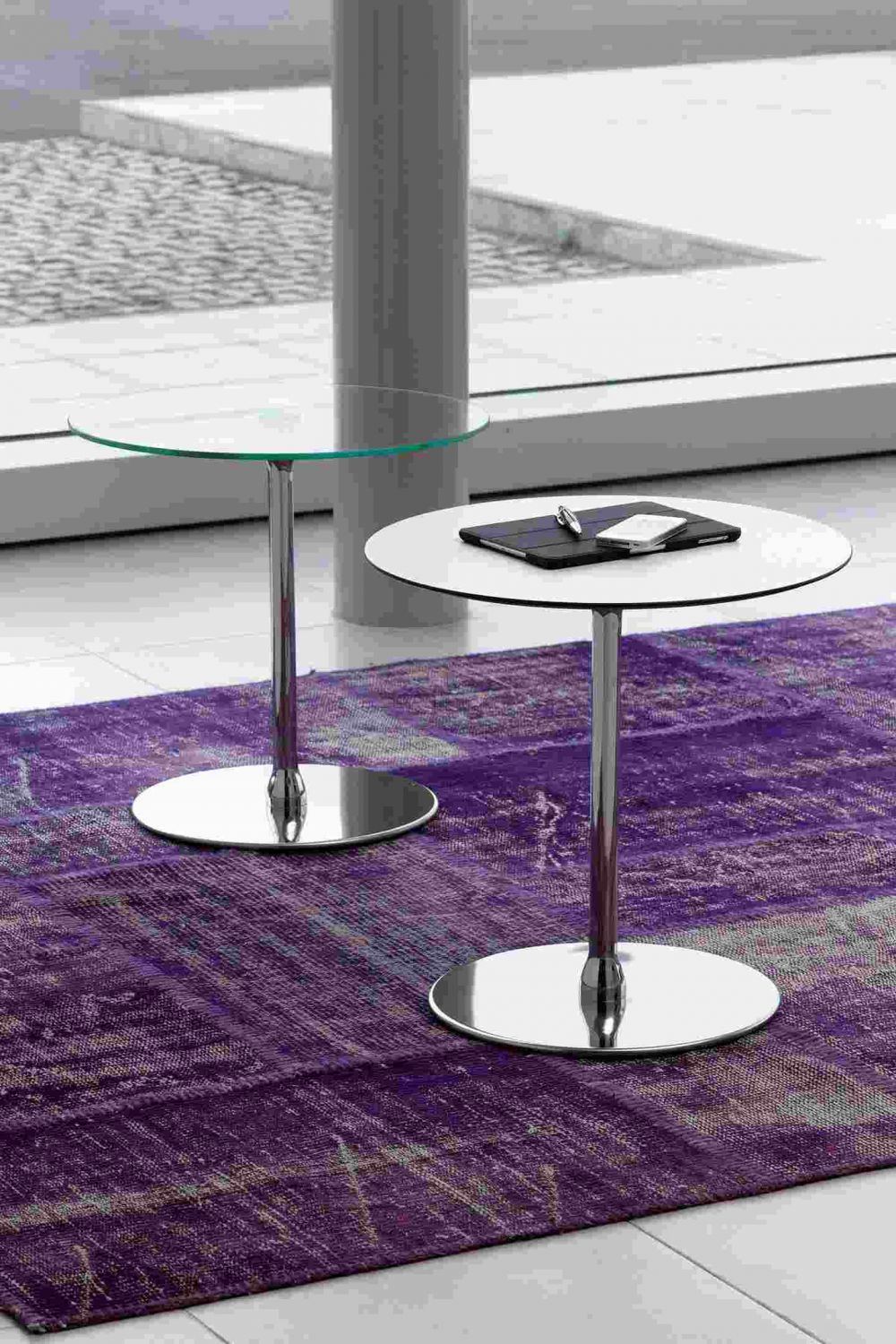 Tavolino per attesa tondo in cristallo