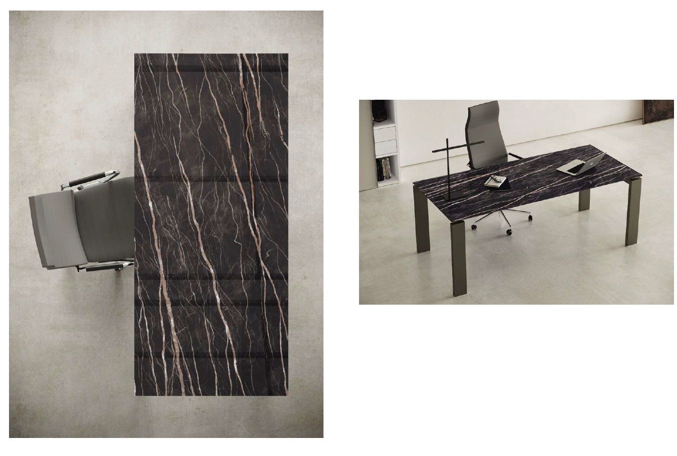 Scrivanie direzionali con piani scrivania effetto marmo