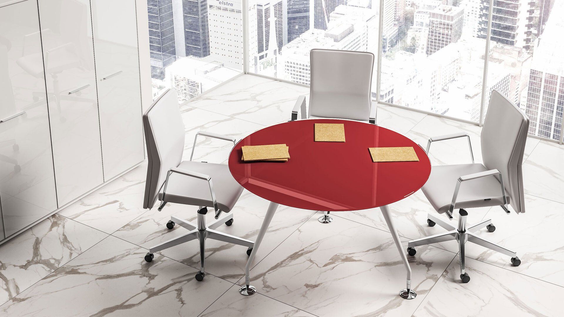 tavolo colloquio ufficio Novara cristallo rotondo