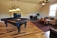 Billiard table in home interior