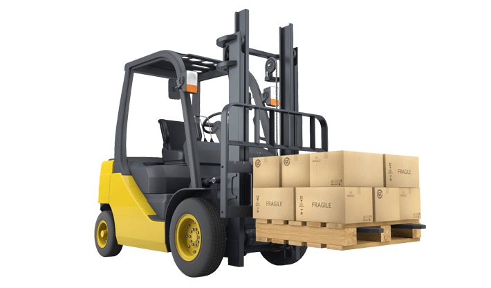 Forklift carrying boxes used for our warehousing services